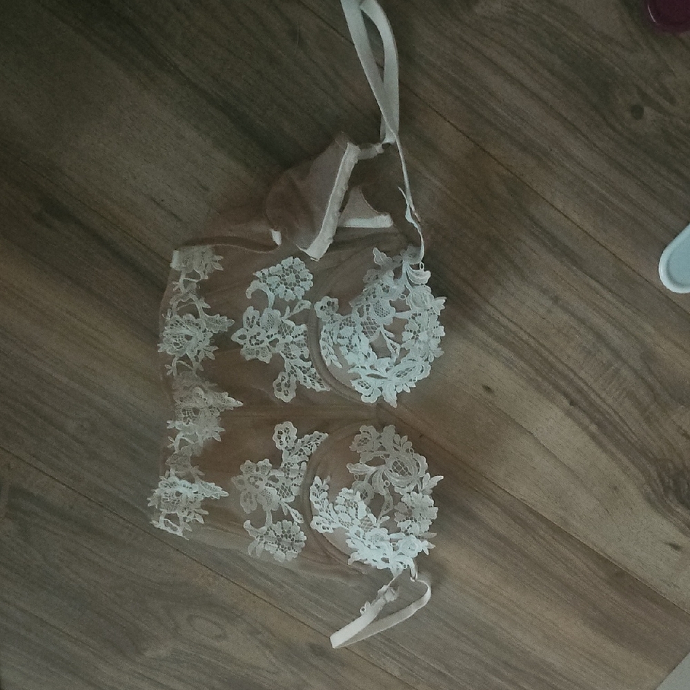 Victoria's Secret Sheer Lace Bra in White
